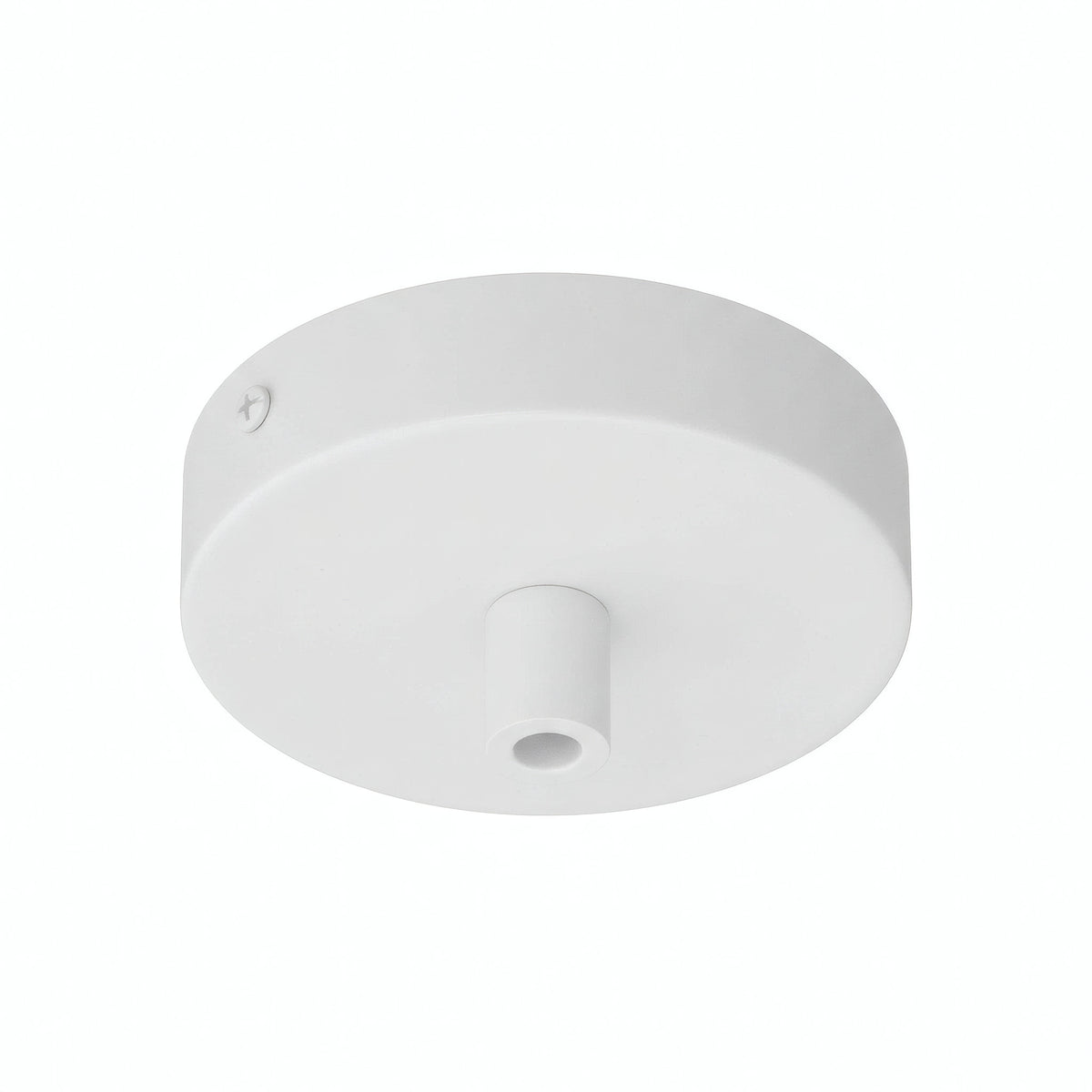 Lille cylindrisk roset i metal, Ø 83 mm — 1 centralt hul / Cylindrisk metal / Mat hvid