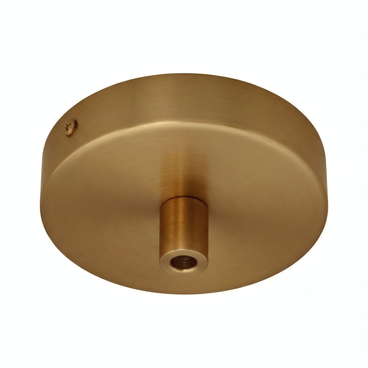 Lille cylindrisk roset i metal, Ø 83 mm — 1 centralt hul / Cylindrisk metal / Satineret bronze