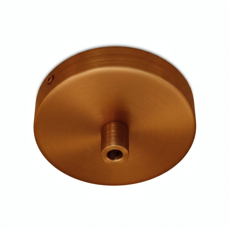 Lille cylindrisk roset i metal, Ø 83 mm — 1 centralt hul / Cylindrisk metal / Satineret kobber