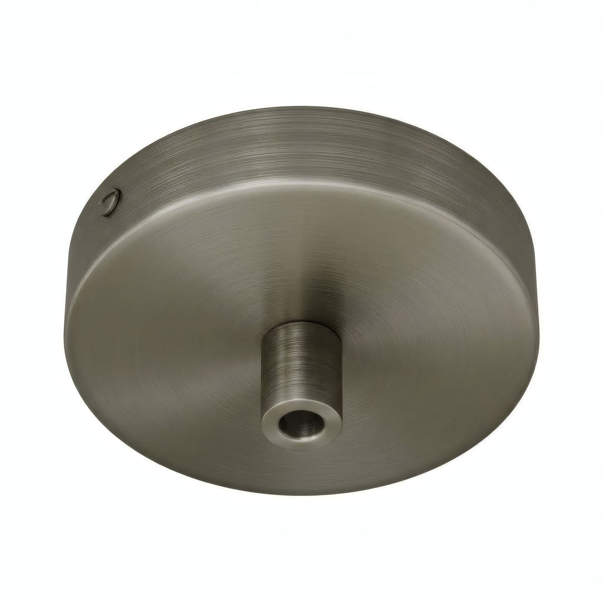 Lille cylindrisk roset i metal, Ø 83 mm — 1 centralt hul / Cylindrisk metal / Satineret titan
