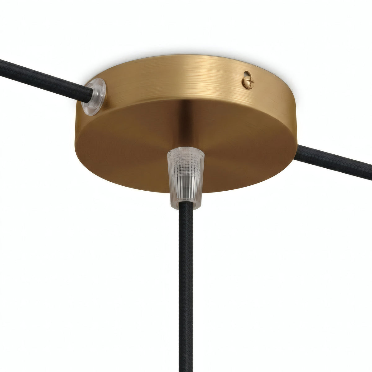 Lille cylindrisk roset i metal, Ø 83 mm — 1 centralt hul og 2 i siden / Konisk termoplast / Satineret bronze