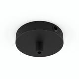 Lille cylindrisk roset i metal, Ø 83 mm — 1 centralt hul og 2 i siden / Cylindrisk metal / Sort
