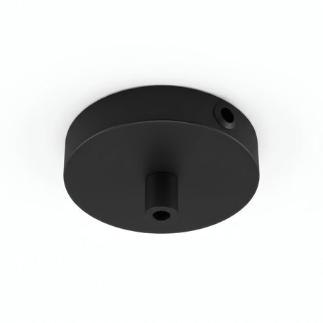 Lille cylindrisk roset i metal, Ø 83 mm — 1 centralt hul og 2 i siden / Cylindrisk metal / Sort