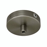Lille cylindrisk roset i metal, Ø 83 mm — 1 centralt hul og 2 i siden / Cylindrisk metal / Satineret titan
