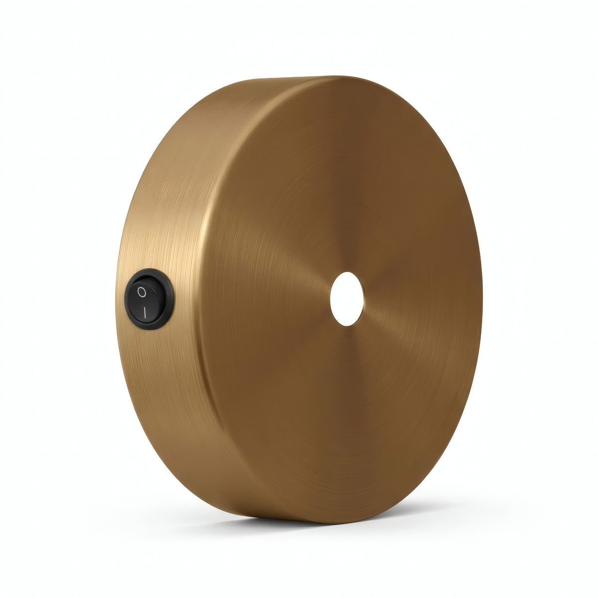 Lille cylindrisk roset i metal med afbryder, Ø 83 mm — Satineret bronze