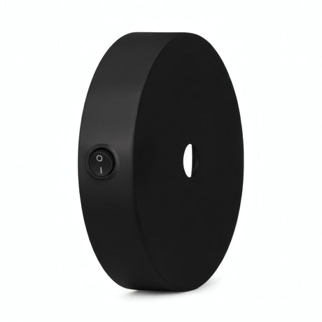 Lille cylindrisk roset i metal med afbryder, Ø 83 mm — Sort
