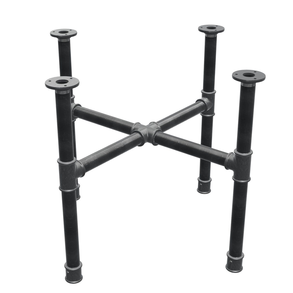 Stel til sofabord, korsform, støbejern og stål Ø 34 mm, 66 × 66 cm, højde 52 cm