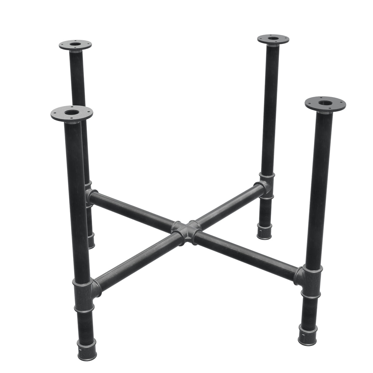 Stel til spisebord, korsform, støbejern og stål Ø 42 mm, 101 × 101 cm, højde 74 cm