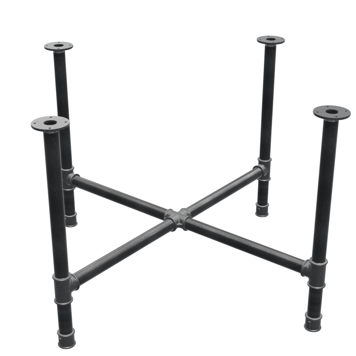 Stel til spisebord, korsform, støbejern og stål Ø 42 mm, 121 × 121 cm, højde 74 cm