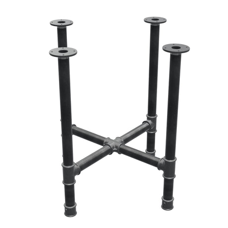 Stel til spisebord, korsform, støbejern og stål Ø 42 mm, 71 × 71 cm, højde 74 cm