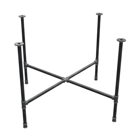 Stel til spisebord, korsform, støbejern og stål Ø 27 mm, 115 × 115 cm, højde 74 cm