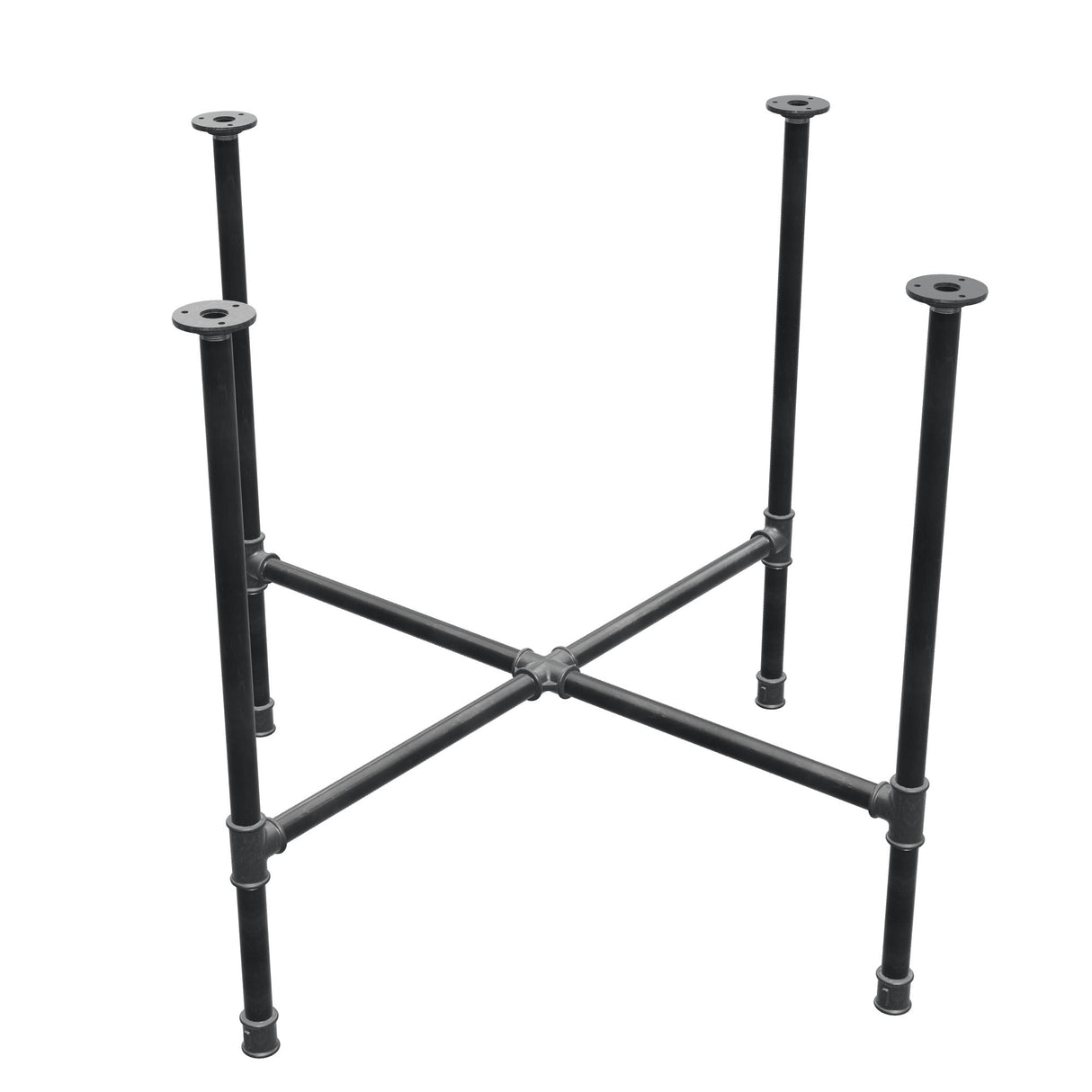 Stel til spisebord, korsform, støbejern og stål Ø 27 mm, 95 × 95 cm, højde 74 cm