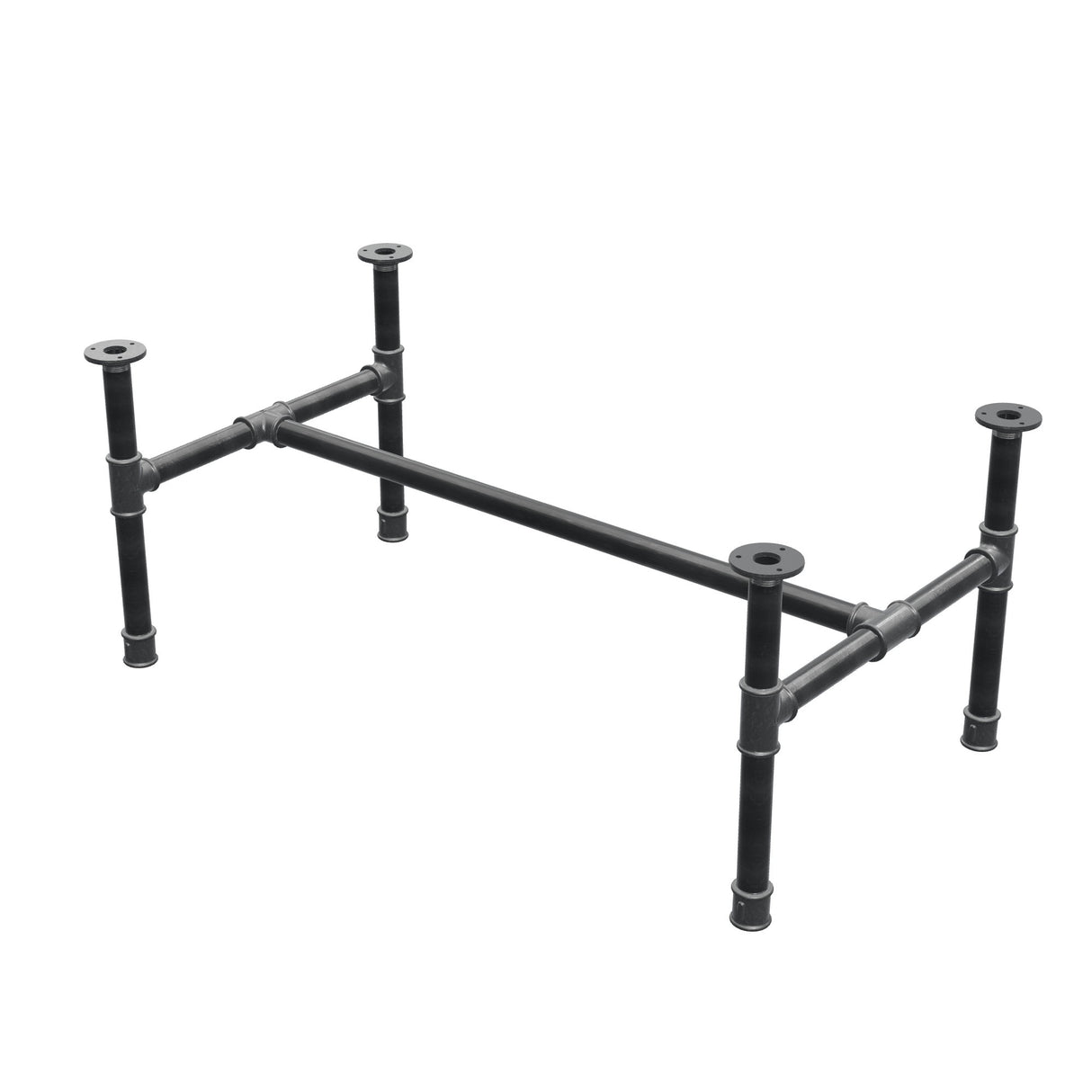 Stel til sofabord, H-form, støbejern og stål Ø 34 mm, 102 × 56 cm, højde 42 cm