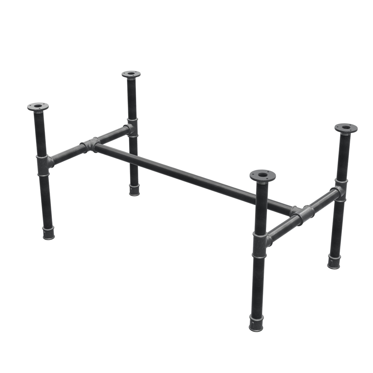 Stel til sofabord, H-form, støbejern og stål Ø 34 mm, 102 × 56 cm, højde 52 cm