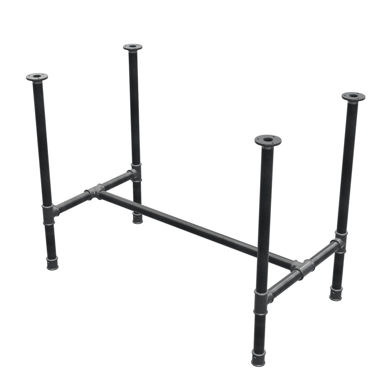 Stel til spisebord, H-form, støbejern og stål Ø 34 mm, 102 × 56 cm, højde 75 cm