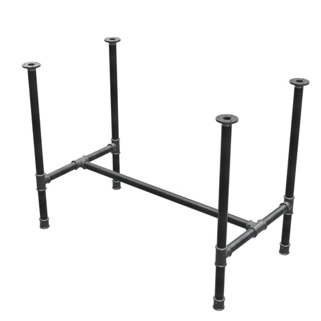 Stel til spisebord, H-form, støbejern og stål Ø 34 mm, 102 × 56 cm, højde 75 cm