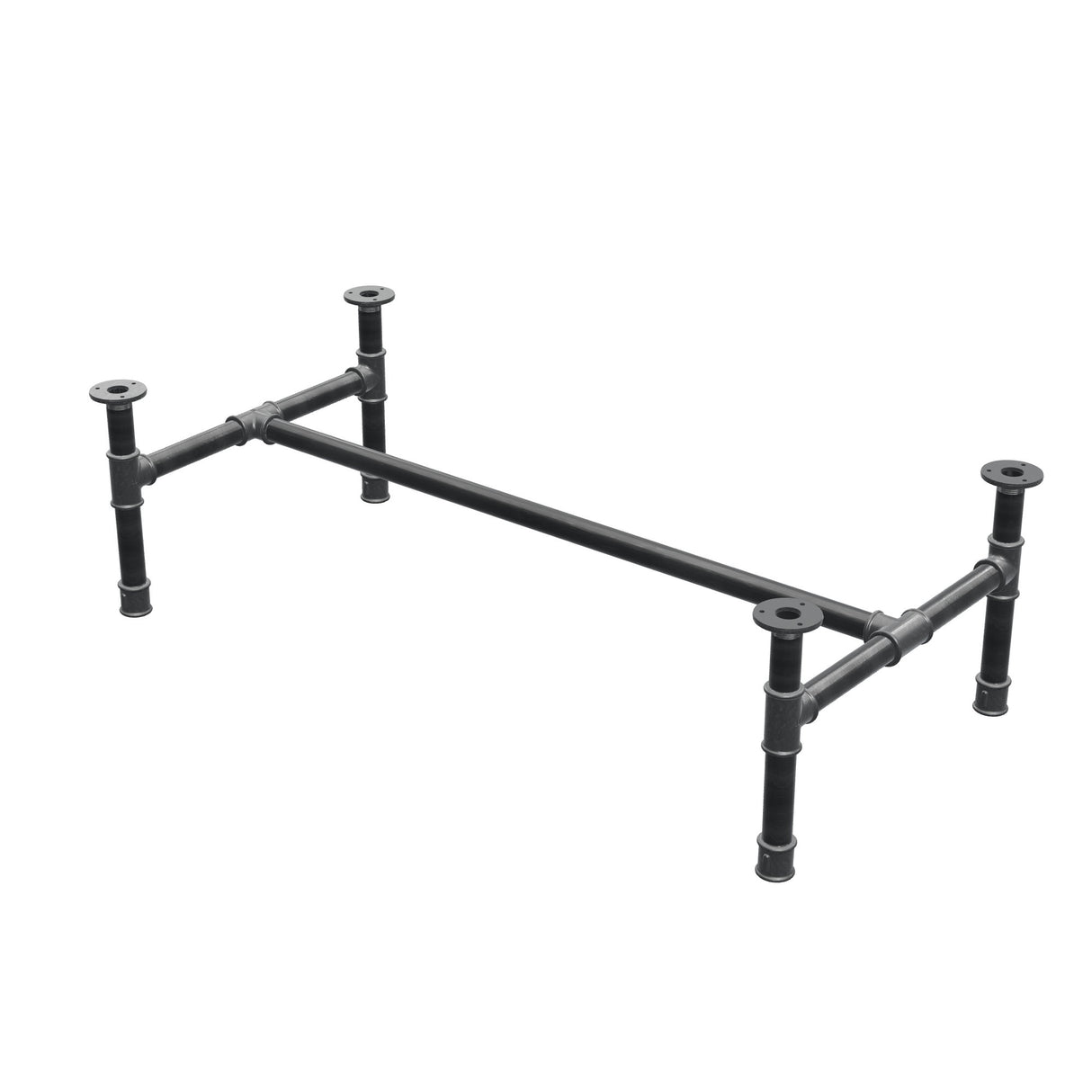 Stel til sofabord, H-form, støbejern og stål Ø 34 mm, 112 × 56 cm, højde 32 cm