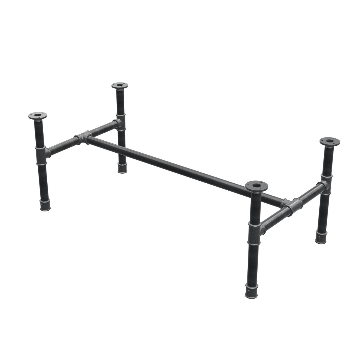 Stel til sofabord, H-form, støbejern og stål Ø 34 mm, 112 × 56 cm, højde 42 cm