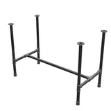 Stel til spisebord, H-form, støbejern og stål Ø 34 mm, 112 × 56 cm, højde 75 cm
