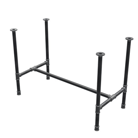Stel til spisebord, H-form, støbejern og stål Ø 34 mm, 112 × 56 cm, højde 75 cm