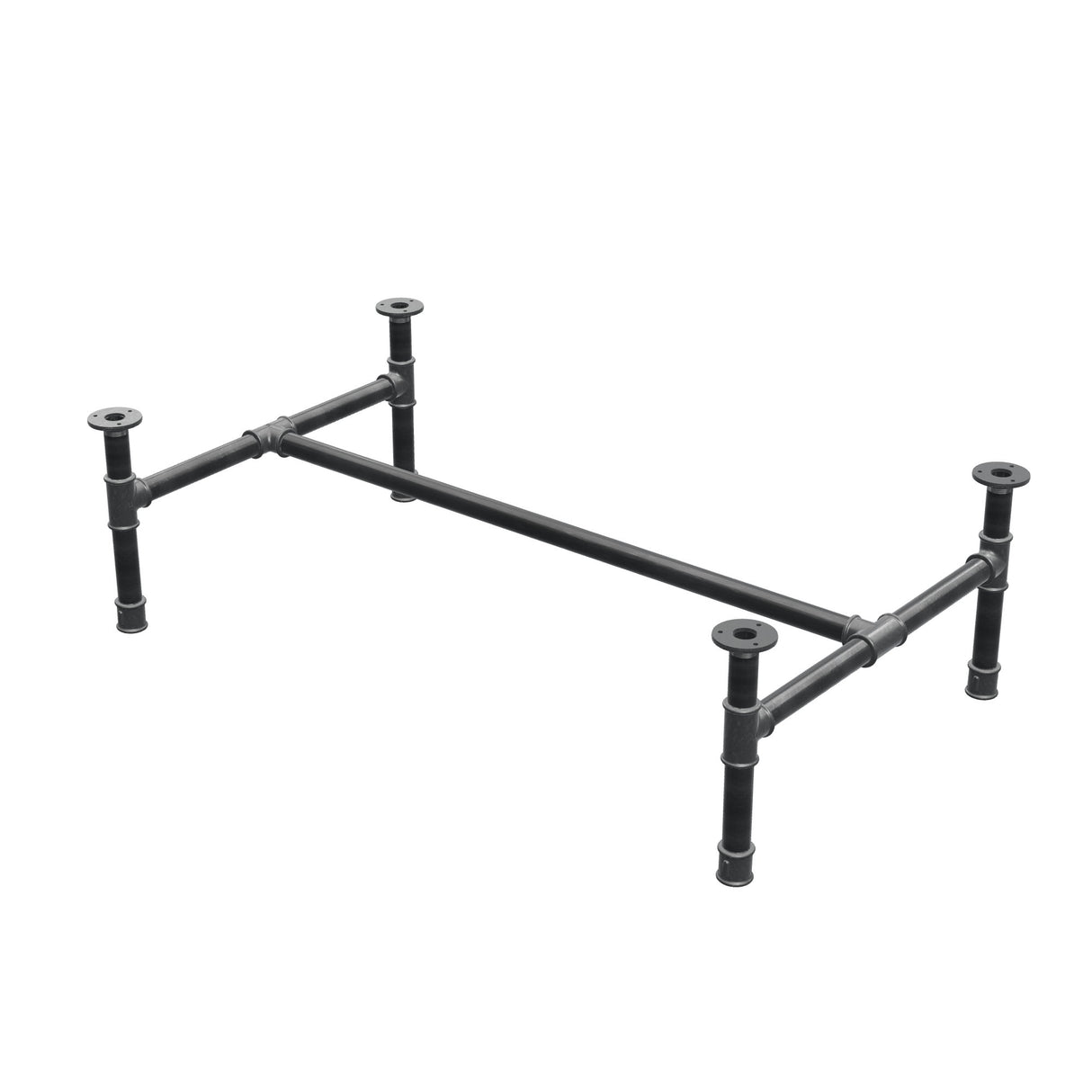 Stel til sofabord, H-form, støbejern og stål Ø 34 mm, 112 × 66 cm, højde 32 cm