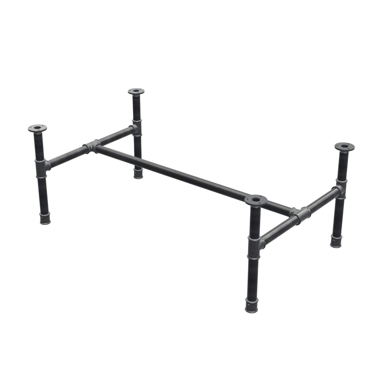 Stel til sofabord, H-form, støbejern og stål Ø 34 mm, 112 × 66 cm, højde 42 cm