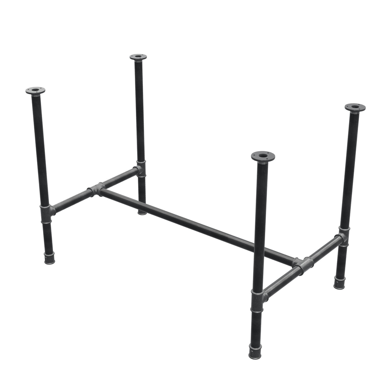 Stel til spisebord, H-form, støbejern og stål Ø 34 mm, 112 × 66 cm, højde 75 cm