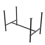 Stel til spisebord, H-form, støbejern og stål Ø 34 mm, 112 × 66 cm, højde 75 cm