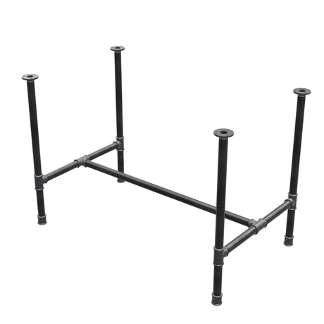 Stel til spisebord, H-form, støbejern og stål Ø 34 mm, 112 × 66 cm, højde 75 cm