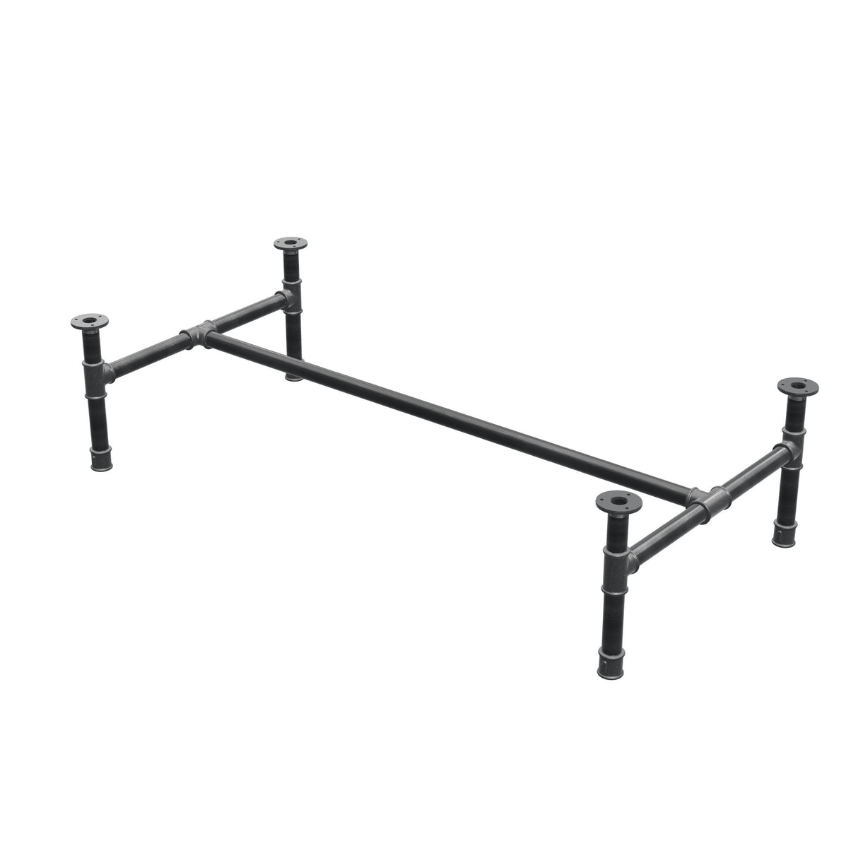 Stel til sofabord, H-form, støbejern og stål Ø 34 mm, 132 × 66 cm, højde 32 cm