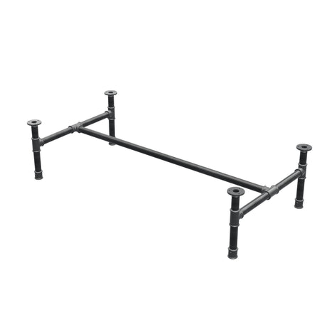 Stel til sofabord, H-form, støbejern og stål Ø 34 mm, 132 × 66 cm, højde 32 cm