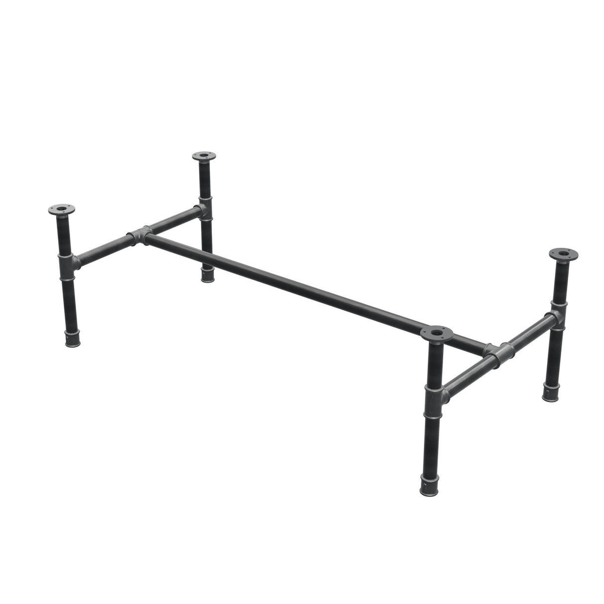 Stel til sofabord, H-form, støbejern og stål Ø 34 mm, 132 × 66 cm, højde 42 cm