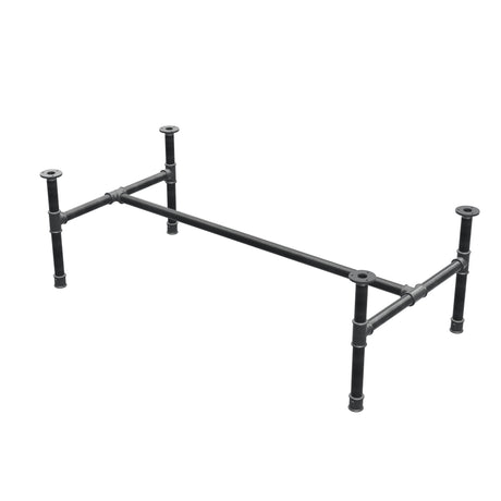 Stel til sofabord, H-form, støbejern og stål Ø 34 mm, 132 × 66 cm, højde 42 cm