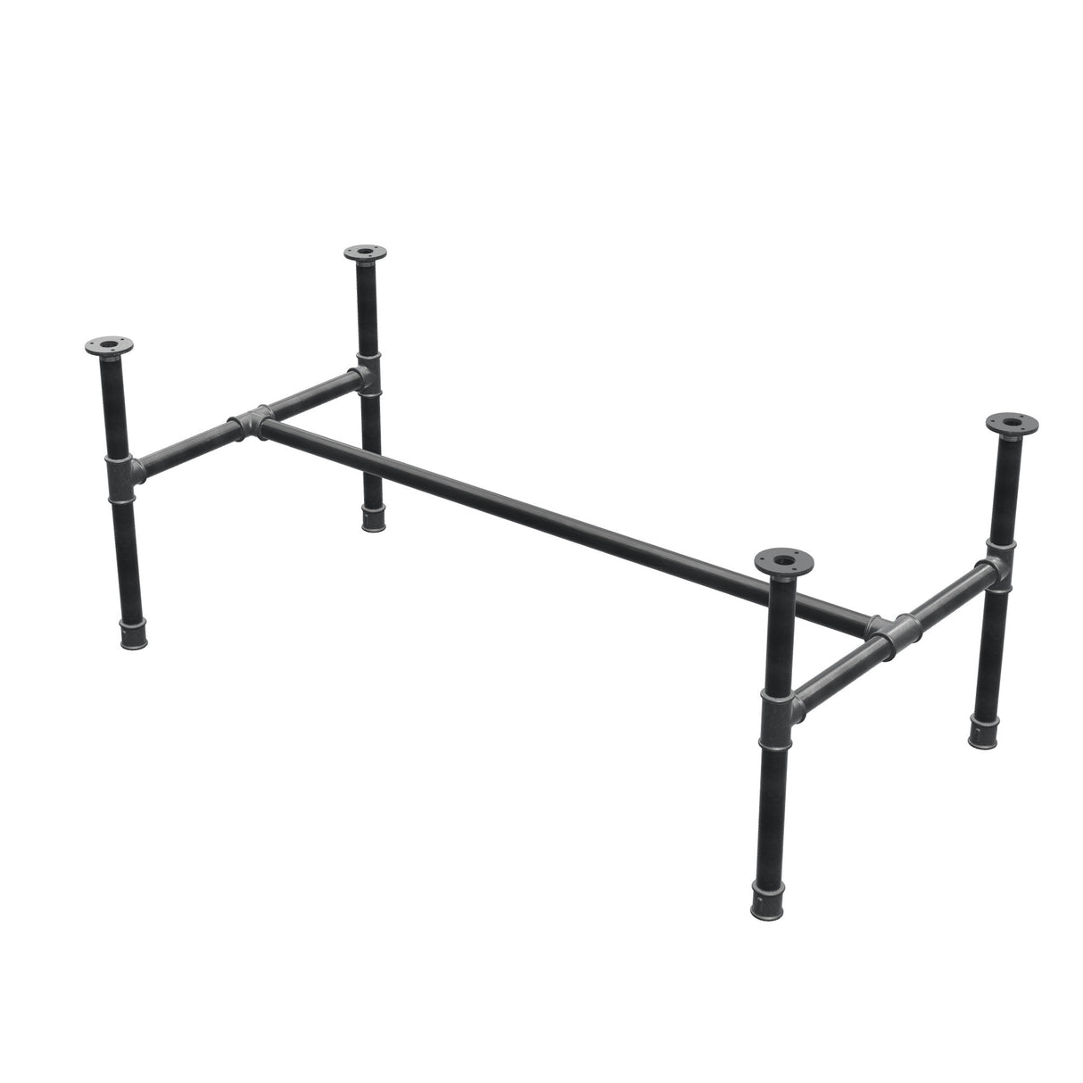 Stel til sofabord, H-form, støbejern og stål Ø 34 mm, 132 × 66 cm, højde 52 cm