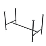Stel til spisebord, H-form, støbejern og stål Ø 34 mm, 132 × 66 cm, højde 75 cm