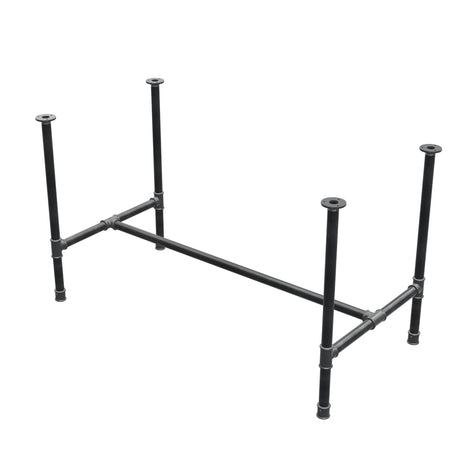 Stel til spisebord, H-form, støbejern og stål Ø 34 mm, 132 × 66 cm, højde 75 cm