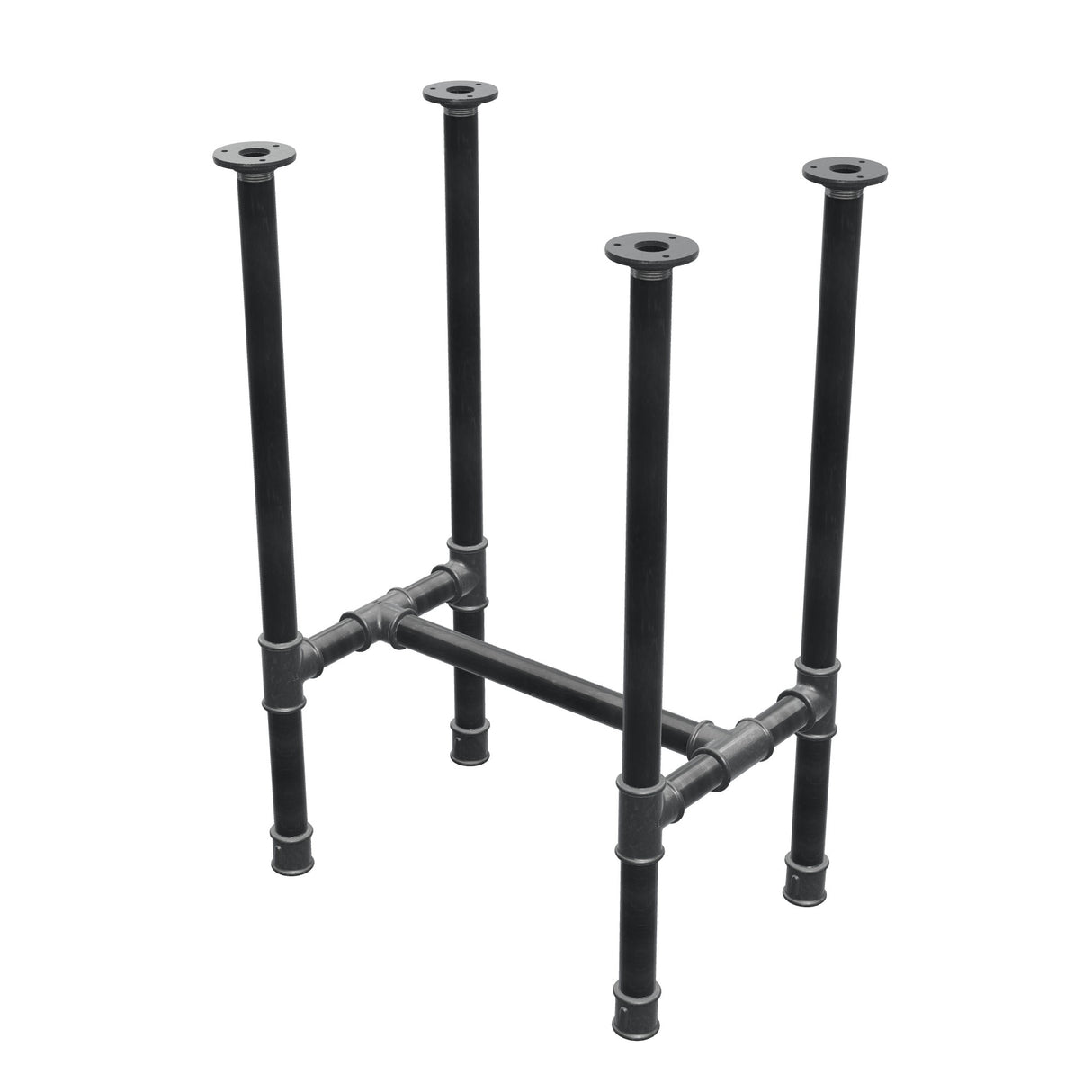 Stel til spisebord, H-form, støbejern og stål Ø 34 mm, 52 × 36 cm, højde 75 cm