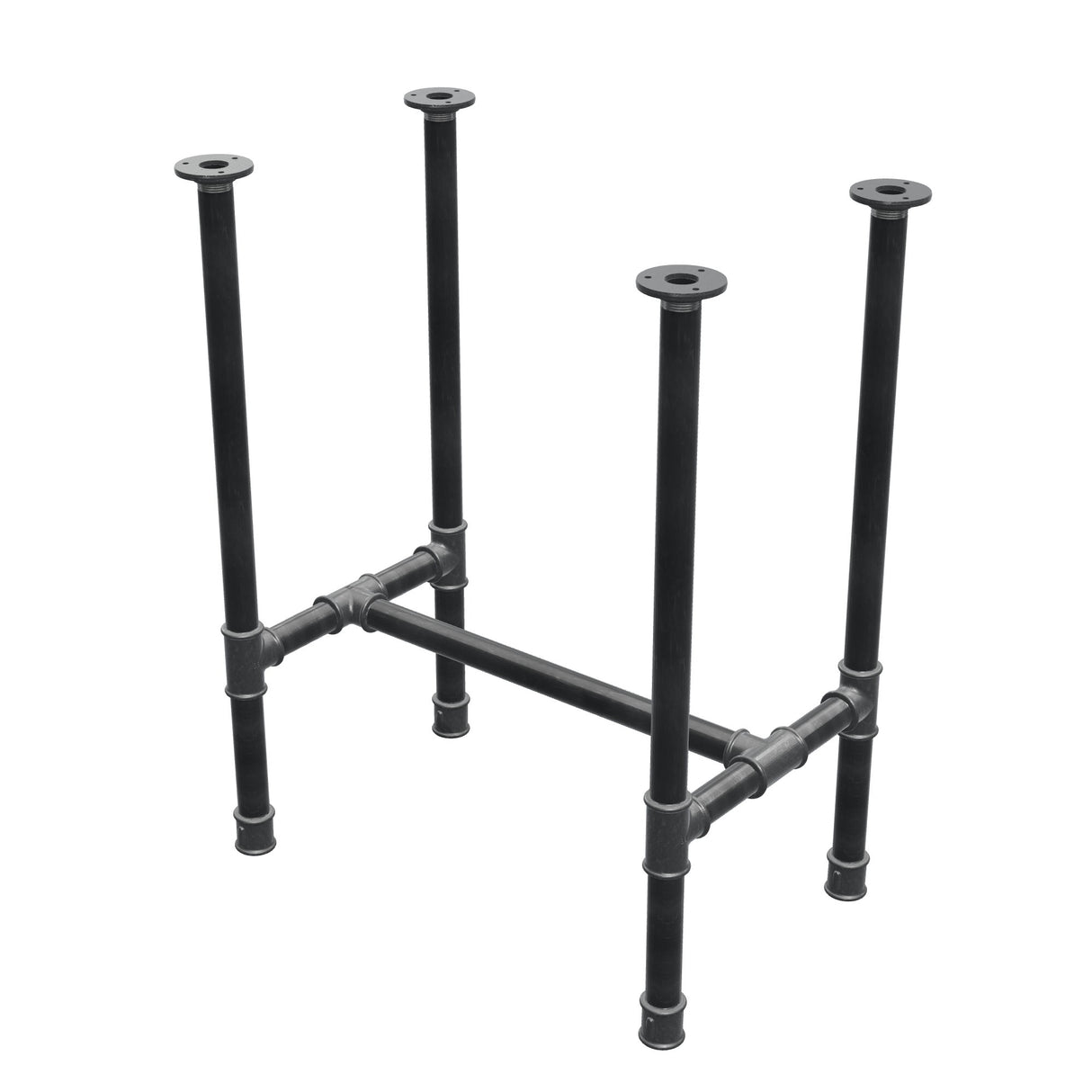 Stel til spisebord, H-form, støbejern og stål Ø 34 mm, 62 × 40 cm, højde 75 cm