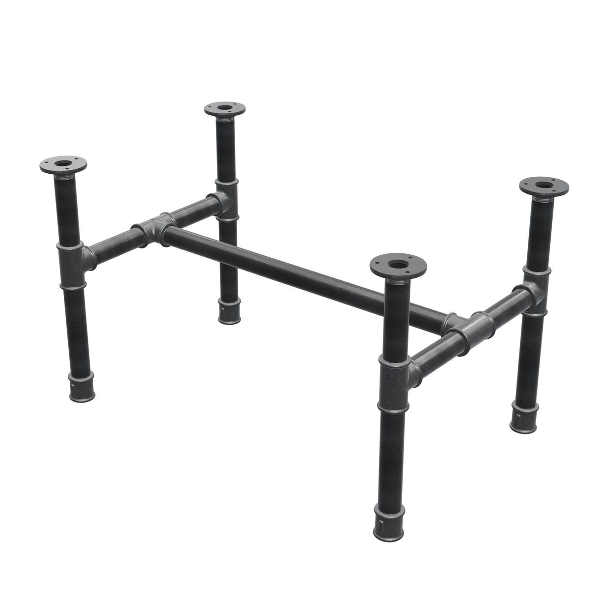 Stel til sofabord, H-form, støbejern og stål Ø 34 mm, 72 × 46 cm, højde 42 cm
