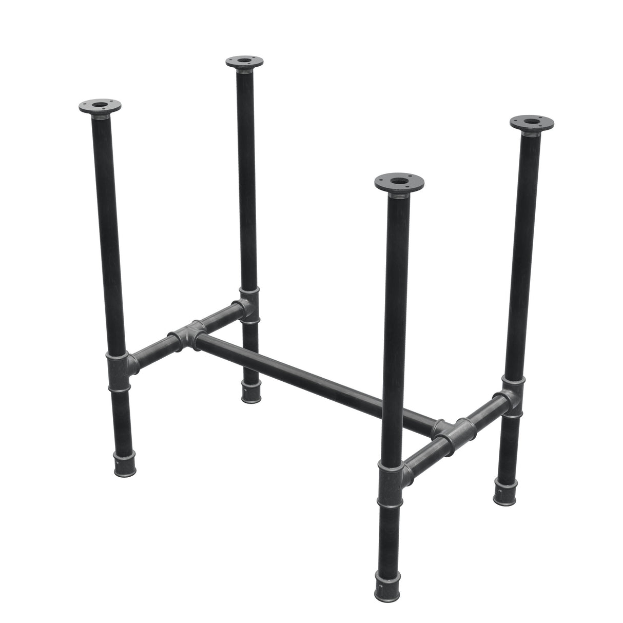 Stel til spisebord, H-form, støbejern og stål Ø 34 mm, 72 × 46 cm, højde 75 cm