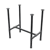 Stel til spisebord, H-form, støbejern og stål Ø 34 mm, 72 × 46 cm, højde 75 cm