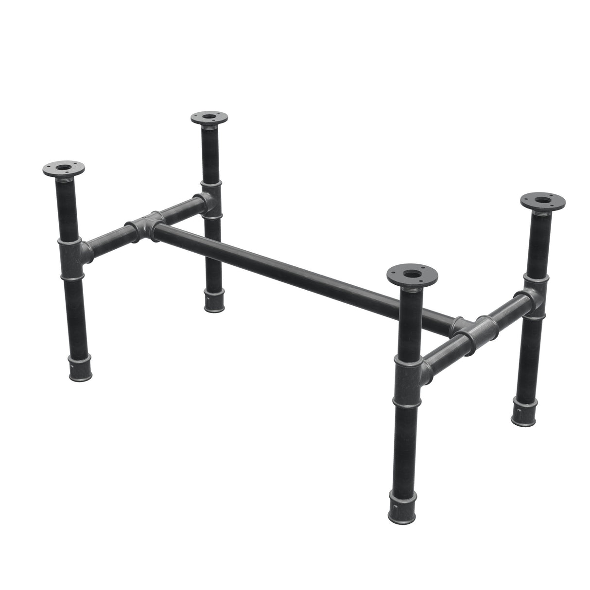 Stel til sofabord, H-form, støbejern og stål Ø 34 mm, 82 × 46 cm, højde 42 cm