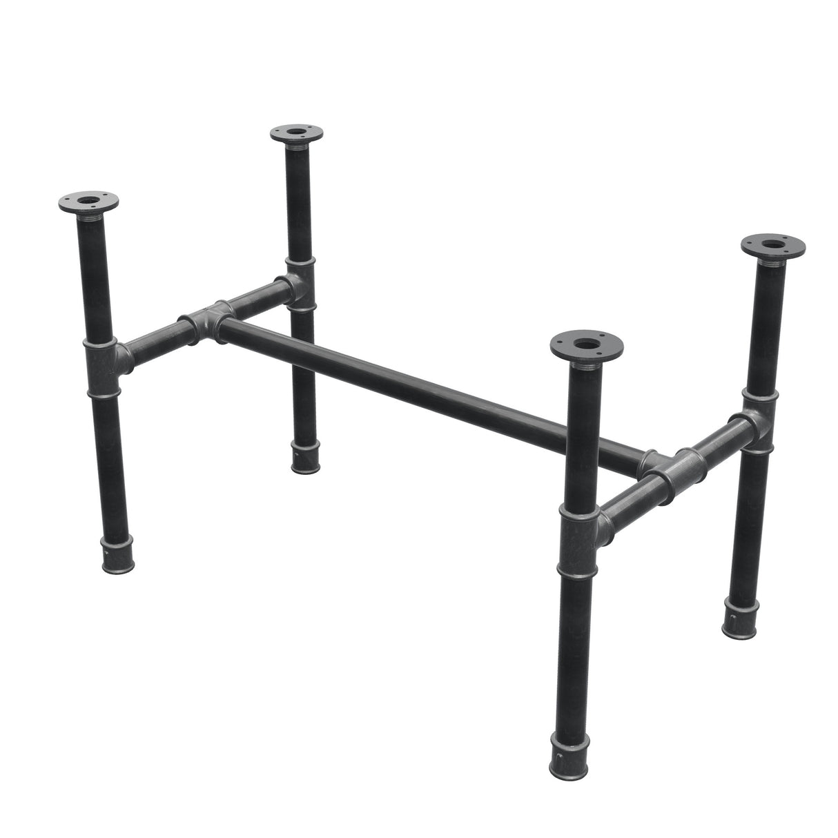 Stel til sofabord, H-form, støbejern og stål Ø 34 mm, 82 × 46 cm, højde 52 cm