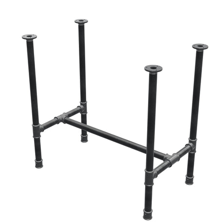 Stel til spisebord, H-form, støbejern og stål Ø 34 mm, 82 × 46 cm, højde 75 cm