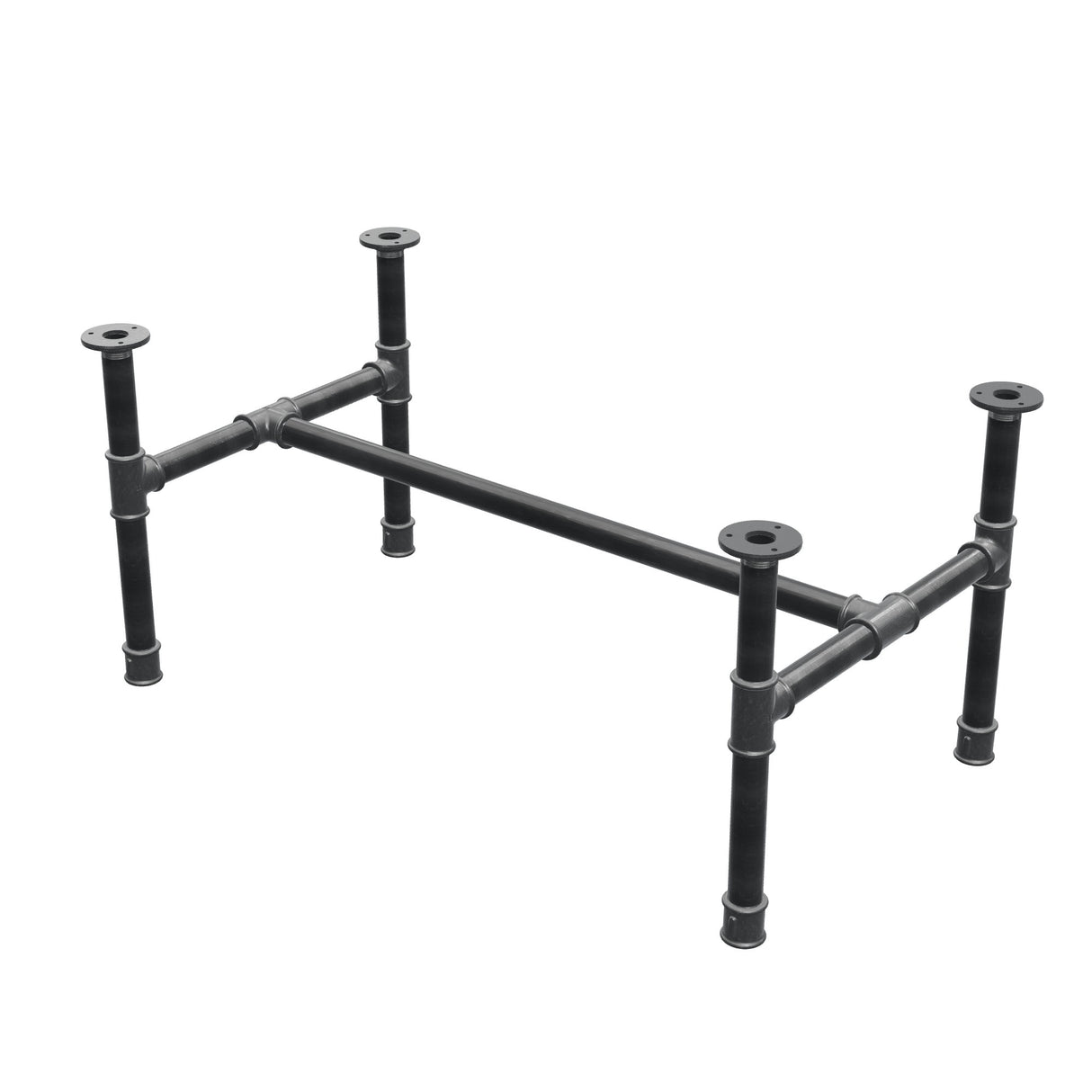 Stel til sofabord, H-form, støbejern og stål Ø 34 mm, 92 × 52 cm, højde 42 cm