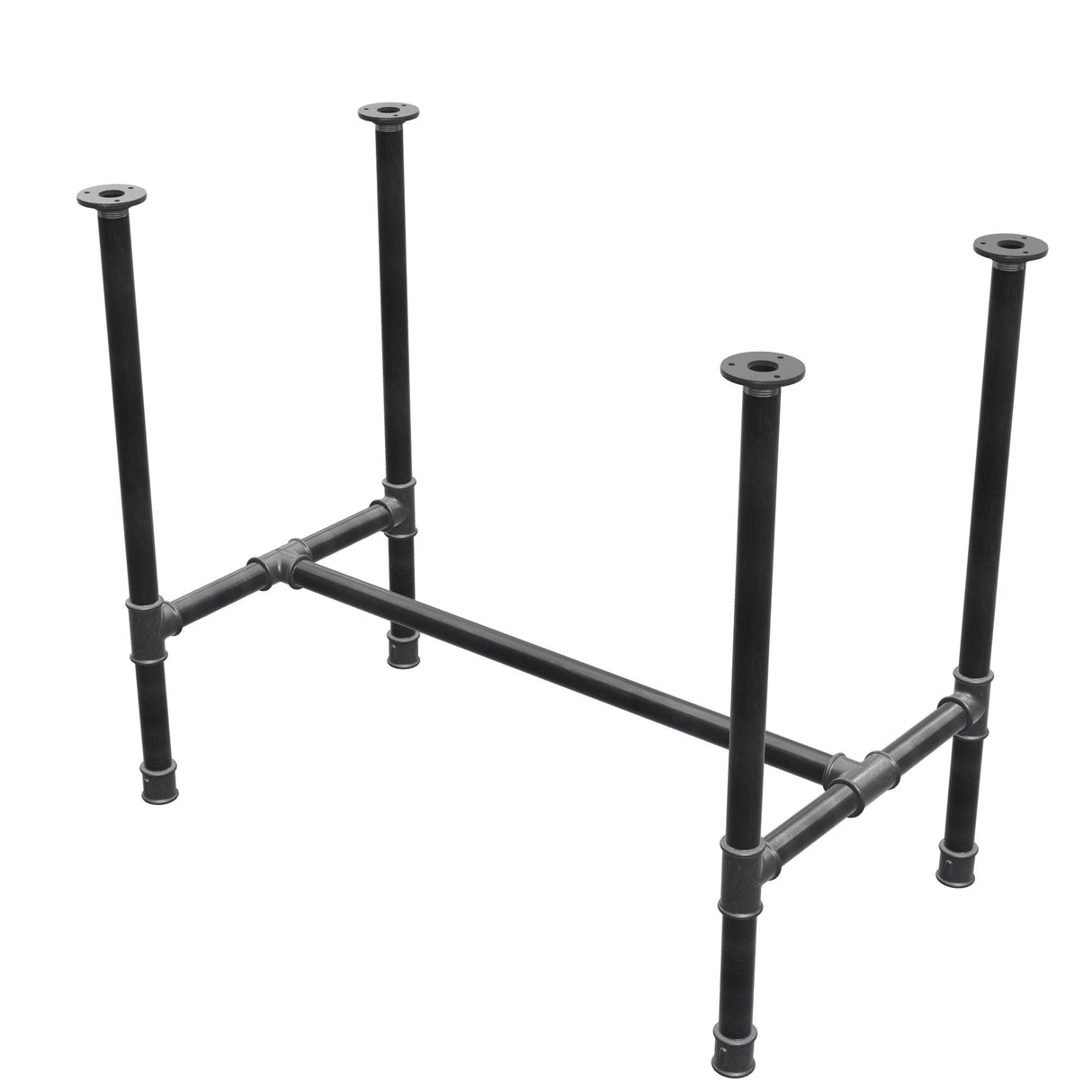 Stel til spisebord, H-form, støbejern og stål Ø 34 mm, 92 × 52 cm, højde 75 cm