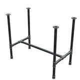 Stel til spisebord, H-form, støbejern og stål Ø 34 mm, 92 × 52 cm, højde 75 cm