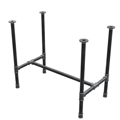 Stel til spisebord, H-form, støbejern og stål Ø 34 mm, 92 × 52 cm, højde 75 cm