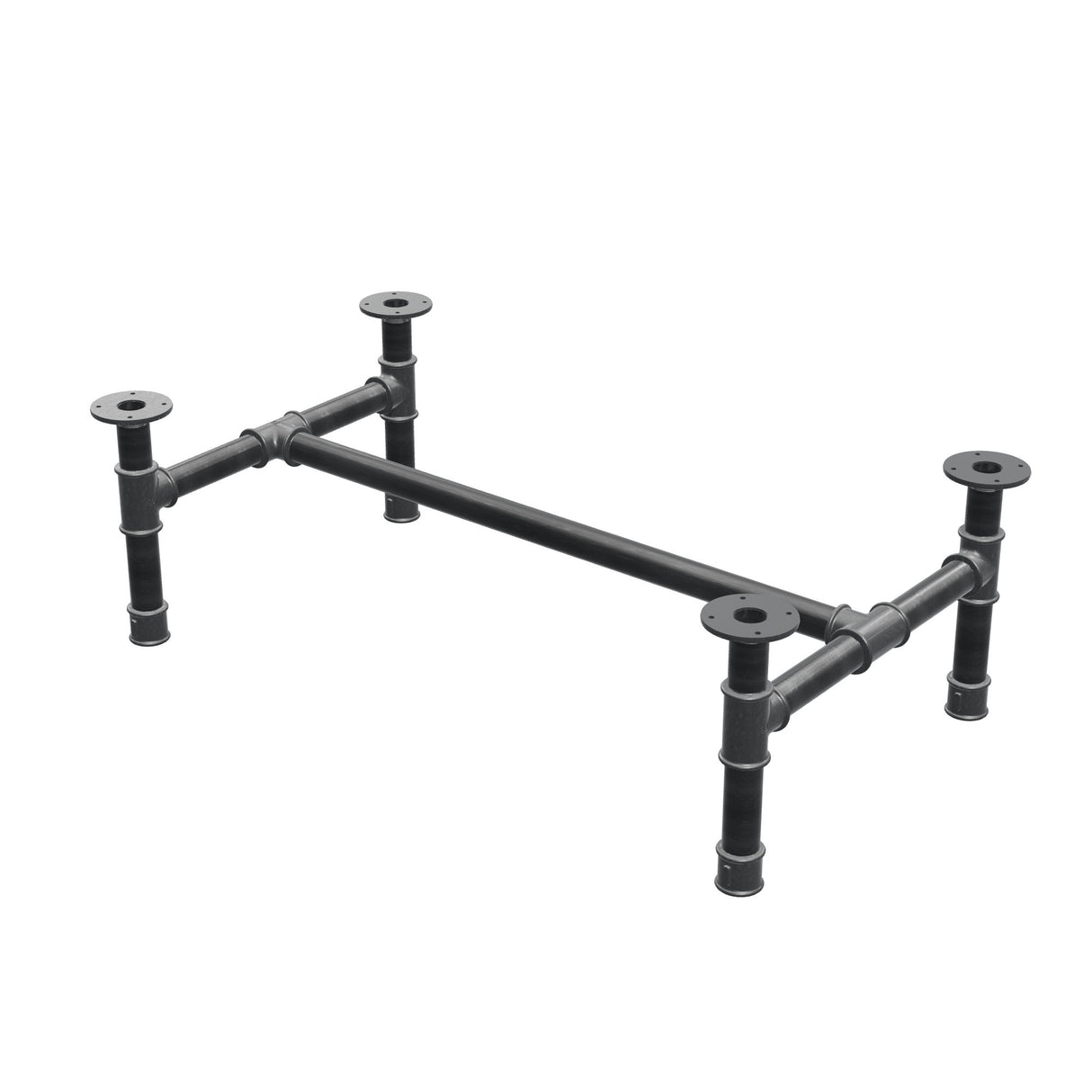 Stel til sofabord, H-form, støbejern og stål Ø 42 mm, 106 × 61 cm, højde 34 cm