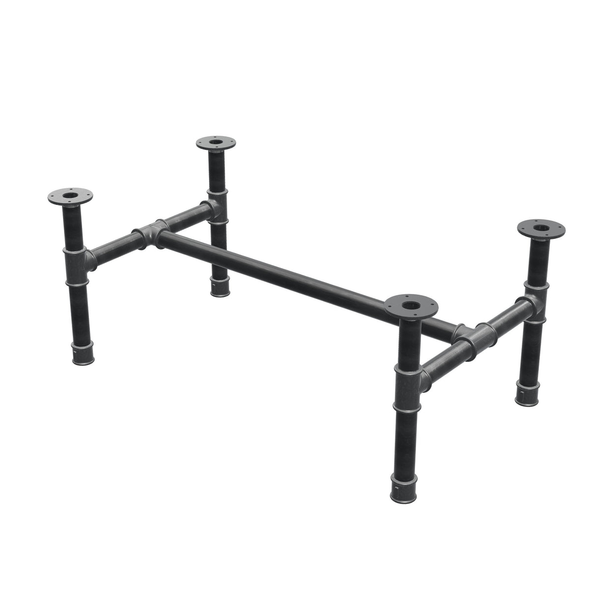 Stel til sofabord, H-form, støbejern og stål Ø 42 mm, 106 × 61 cm, højde 44 cm